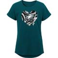 Girls Youth Green Philadelphia Eagles Drip Heart Dolman T-Shirt