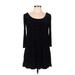 As U Wish Casual Dress - A-Line Scoop Neck 3/4 sleeves: Black Print Dresses - Women's Size Medium