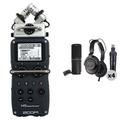Zoom H5 4-Person Podcast Mic Kit with Handy Recorder, Mics, Headphones & Stands ZH5