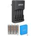 Watson 4-Hour Rapid Charger Kit with 12 AA Batteries and 3 Battery Cases AA-C4H