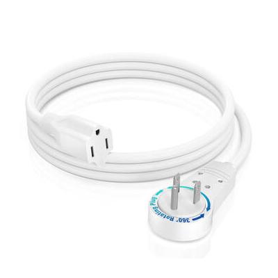 Maximm Cable 360° Rotating Flat Plug 16 AWG Extension Cord (3', White) ADW-360-3103-W