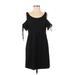 Club Monaco Cocktail Dress - Sheath Cold Shoulder Short sleeves: Black Solid Dresses - Women's Size 4