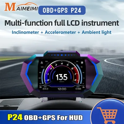 Affichage tête haute OBD + GPS pour HUD P24 ordinateur de bord compteur de vitesse numérique