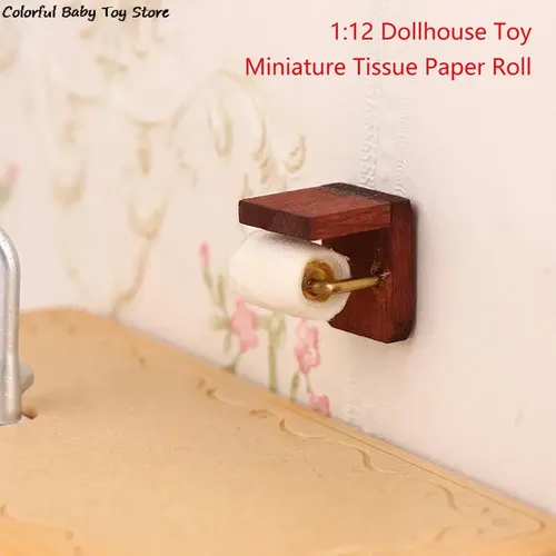 1:12 puppenhaus Miniatur Tissue Papier Rolle Papier mit Stand Modell Badezimmer Dekor Spielzeug