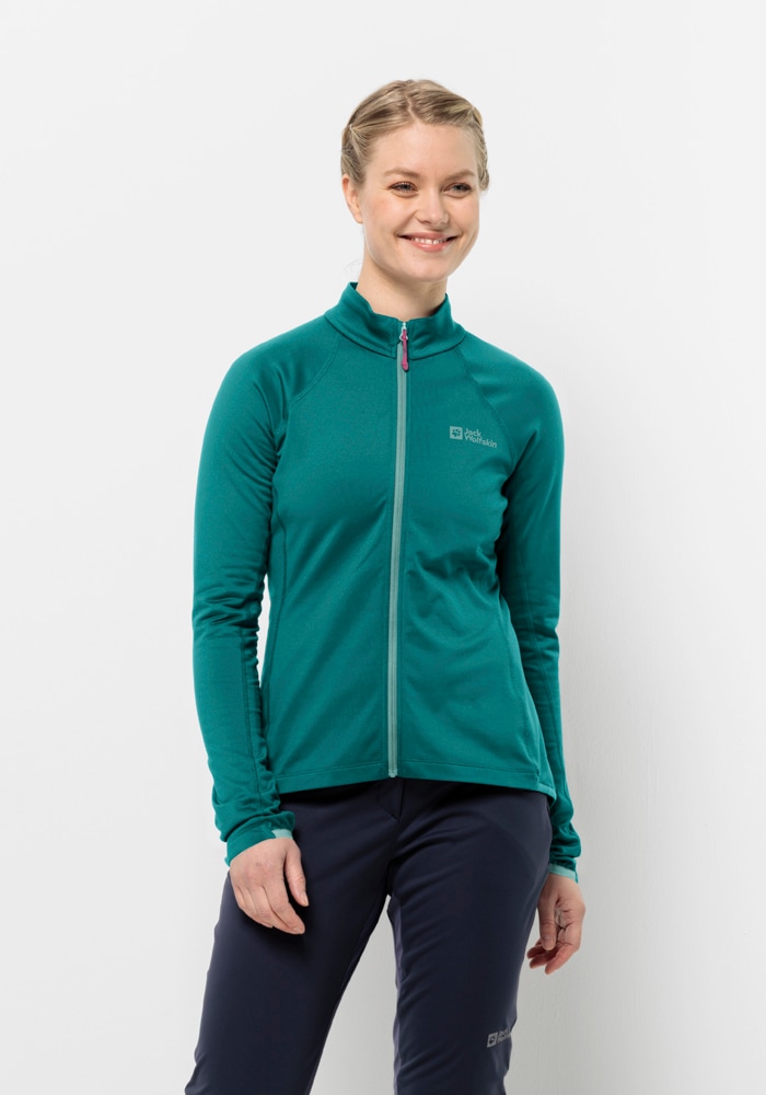 Fahrradjacke JACK WOLFSKIN "MOROBBIA FZ W", Damen, Gr. M3840, petrol, OBERSTOFF 91% POLYESTER, 9% ELASTHAN LINING 100% POLYESTER, Jacken Image