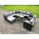 9 Seater Wicker Rattan Outdoor Furniture Lounge Sofa Garden Dining Set with Dining Table 2 Armchairs