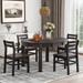 Farmhouse 5-Piece Extendable Round Dining Table Set with Storage Drawers and 4 Dining Chairs,16" Removable Leaf