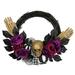 Skull with Hands and Purple Roses Halloween Twig Wreath 22-Inch Unlit