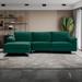 Velvet L-Shape Sectional Sofa, 3-Seater Upholstered Left Hand Facing Sofas & Couches with Lounge Chaise and Pillow Top Arm Sofa
