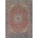 Floral Pink Tabriz Persian Vintage Area Rug Handmade Wool Carpet - 9'11" x 13'0"