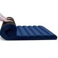 MeMoreCool Roll Up Floor Mattress, 10cm Thick Portable Futon Mattress, High Density Foam Foldable Mattress, Floor Lounger Guest Bed Sleep Firm Mattress for Travel, Car Tent (Single, Navy Blue)
