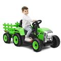 Maxmass Kids Electric Tractor and Trailer, Ride on Tractor with USB & Bluetooth, Toddler 4 Wheels Ride on Toy Car for 3+ Years (Green with Remote Control)