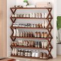 JHLP Natural Bamboo Shoe Rack - Free Standing 6-Tier Shoe Storage Organizer for Entryway, Bedroom, Closet - Foldable Shoe Racks for Indoor Outdoor