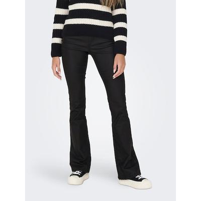 Lederimitathose ONLY "ONLBLUSH MID WAIST FLARED COATED NOOS", Damen, Gr. S (36), Länge 30, schwarz, Web, Obermaterial: 77% Viskose, 20% Nylon, 3% Elasthan, unifarben, modisch, Hosen Image