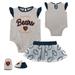 Newborn Heather Gray/Navy Chicago Bears All Dolled Up Three-Piece Bodysuit, Skirt & Booties Set