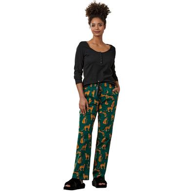 Masseys Women's Pajama Set (Size 4X) Cheetah/Emerald, Cotton