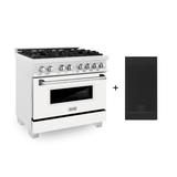 "ZLINE 36"" 4.6 cu. ft. Electric Oven and Gas Cooktop Dual Fuel Range with Griddle and White Matte Door in Fingerprint Resistant Stainless (RAS-WM-GR-36) - Zline Kitchen and Bath RAS-WM-GR-36"