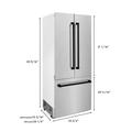 "ZLINE 36"" Autograph Edition 19.6 cu. ft. Built-in 3-Door French Door Refrigerator with Internal Water and Ice Dispenser in Fingerprint Resistant Stainless Steel with Matte Black Accents - Zline Kitchen and Bath RBIVZ-SN-36-MB"