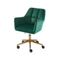 Fauteuil de bureau en velours vert avec pieds dorés