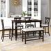 6-Pieces Wood Dining Table Sets, Muti-Functional Counter Dining Table, with 4 High-Density Seat Cushion Chairs and Bench