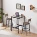 3 Pcs Dining Bar Table Set, Counter Height Kitchen Breakfast Nook Dining Table Sets with 2 Soft PU Seat and Backrest Bar Stools