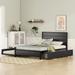 Storage Platform Bed with Twin Size Trundle & 2 Drawers, Durable Metal Bed Frame with Headboard for Bedrooms & Guest Rooms