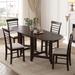 Retro Dining Furniture Set, 5 Pieces Drop-Leaf Table Sets, Wooden Dining Table with 4 Upholstered High Back Dining Chairs