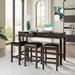 4-Pieces Bar Table Sets, Rustic Storage Bar Table with Built-in Charging, 3 Matching Bar Stools, for Small Apartments or Studio