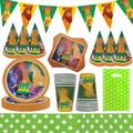 Syijupo Lion Birthday Party Supplies Set 54 PCS Lion Tableware Set Including Plates Paper Cups Napkins Pennants Tablecloth Paper Cap Birthday Party Decorations for Boys Girls Serves 8 Guests - Brand New