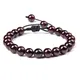 Bracelets de perles en pierre grenat pour hommes et femmes corde tressée ajustable mode Yoga