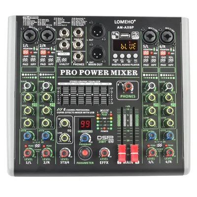 LOME00-99 Effets Puissance Audio centre commercial Amplificateur 6 Canaux Son DJ Assad Console