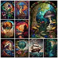 DIY 5D Diamond Painting Full Square/Round Stained Glass Hot Air Balloon Diamond Embroidery Fantasy