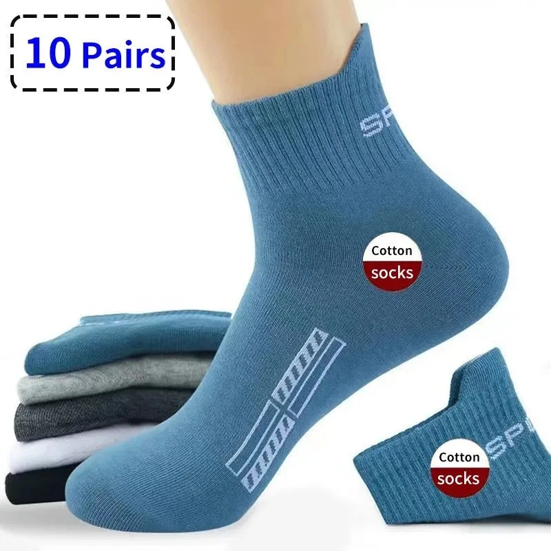 10/20Pairs Hohe Qualität männer Socken Casual Atmungsaktive Baumwolle Mann Laufen Sport Socken Frühling Herbst Männlichen Sox geschenke Plus Größe 38-45
