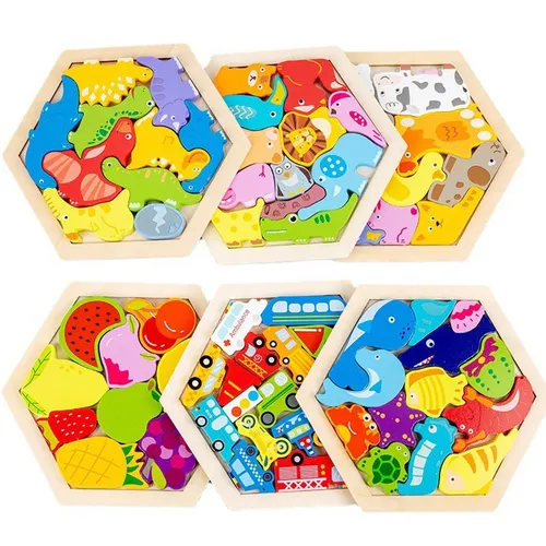 Montessori Holz Spielzeug 3D Puzzle Hohe Qualität Tangram Math Spielzeug Form Spiel Puzzle Bord
