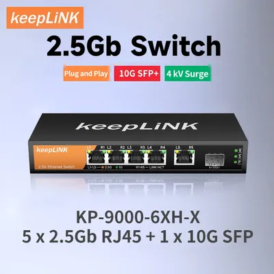 Keeplink 6-Port-Multi-Gigabit-Switch mit 5-2 5 Gbit/s-Ethernet-Ports und 1-10 Gbit/s-SFP-Uplink