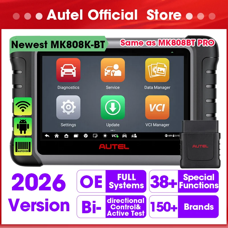 Autel MaxiCOM MK808KBT PRO OBD2-Scanner Automotivo Autodiagnose-Scan-Tool MK808K BT OBD 2-Codeleser Schlüsselkodierung Aktiver Test Image