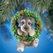 Hand Painted Pet-In-Wreath Hanging Christmas Tree Ornament - 5.500 x 4.000 x 4.000