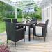 7 Piece Dining Sets and PE Rattan Steel Frame Armchair with Cushions, Patio Wicker Acacia Wood Dining Table, Black/ Red