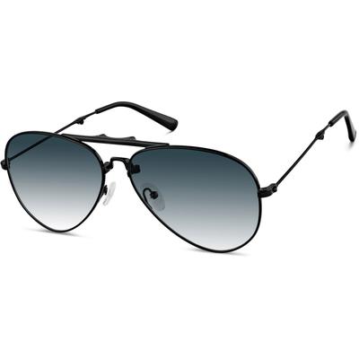 Zenni Aviator Rx Sunglasses Black Stainless Steel Full Rim Frame
