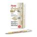 Pentel Sunburst Metallic Gel Pen, Medium Tip, Gold/Transparent Barrel, Gold Ink, Box of 12 (K908-X)