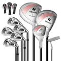 COSTWAY Womens Golf Club Set, 9 Pieces Complete Set with 460cc Alloy Driver, 3# Fairway Wood, 4# Hybrid, 6-9# & P Irons and Putter, Head Covers Inculded