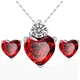 Red Heart Zircon Earrings Necklace Bridal Jewelry Set