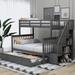 Stairway Twin Over Full Bunk Bed with Guardrail & Storage, Wood Bed Frame with Twin Trundle for Kids Teens Adults, Bedroom Dorm