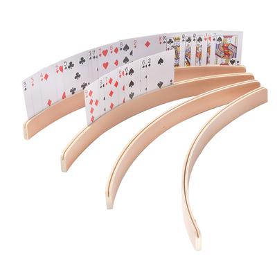 GSE™ Set of 4 Playing Cards Holders, 17.5" Wooden Curved Playing Card Racks for Kids, Adults and Seniors