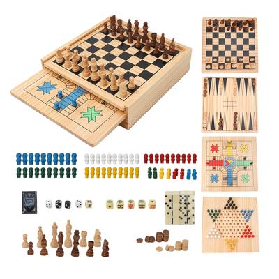 GSE™ 9-in-1 Chess/Checkers/Backgammon/Dominoes/Tic-Tac-Toe/Ludo/Chinese Checker/Playing Cards/Poker Dice Board Game Combo Set