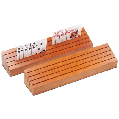 GSE™ Set of 2 Wooden Playing Card Holders, 14" Card Game Trays/Racks Organizer Set for Kids Seniors Adults
