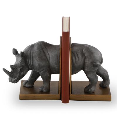 Spi Home Cast Aluminum Rhinoceros Bookends Rhino 7.5 Inches High - 7.5 X 7.5 X 5 inches