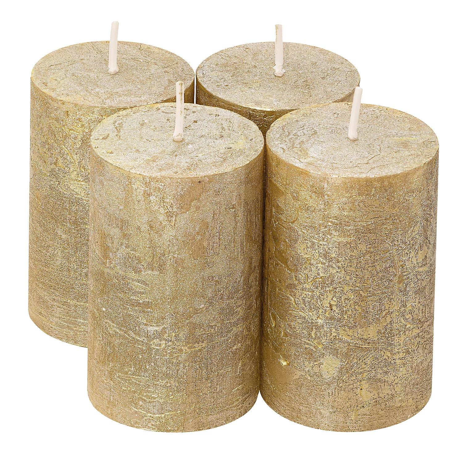 Rustikale Kerzen, metallic gold, 10 x 6 cm, 4 Stück Image