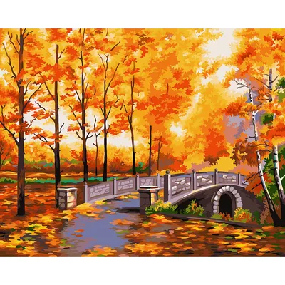 Malen nach Zahlen auf Leinwand Herbstspaziergang, 40 x 50 cm Image