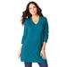 Plus Size Women's CashMORE Collection V-Neck Sweater by Roaman's in Deep Teal (Size 30/32)